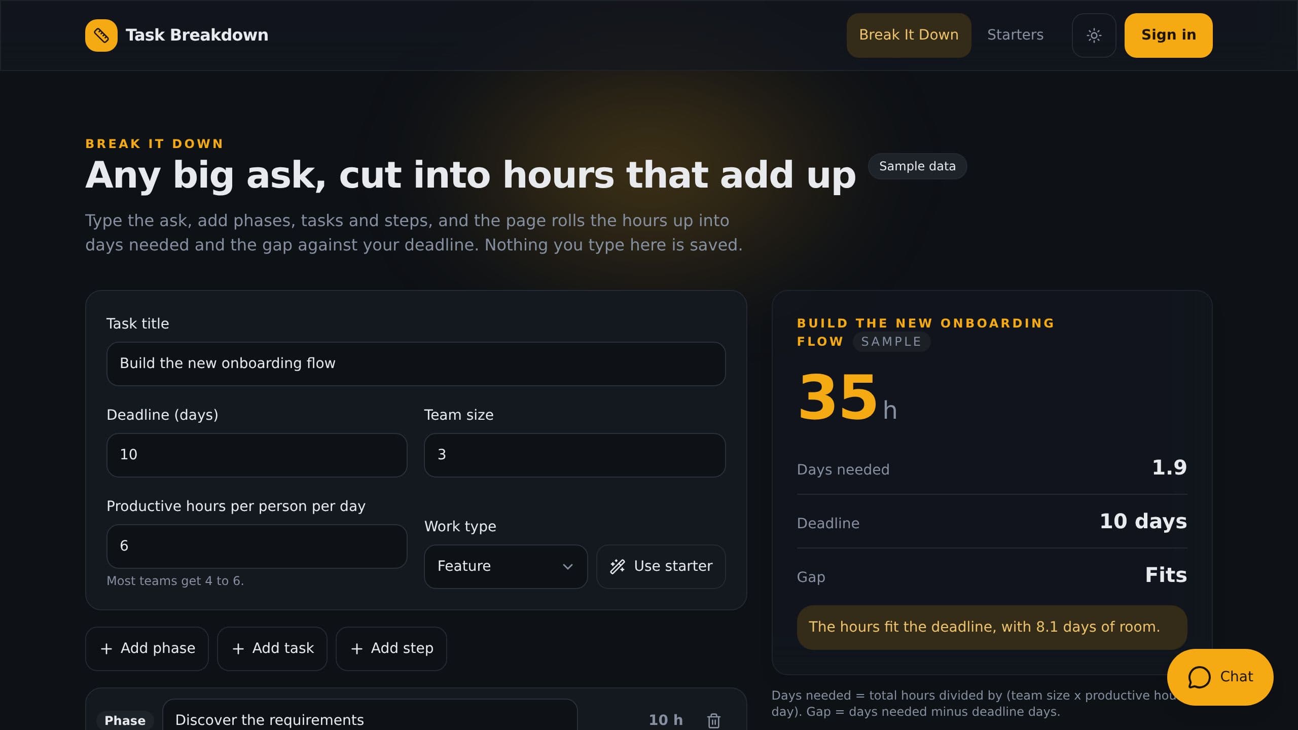 Task Breakdown Tool preview