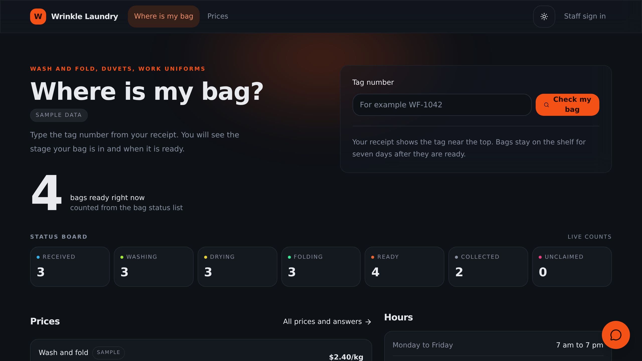 Laundry Service Tracker preview