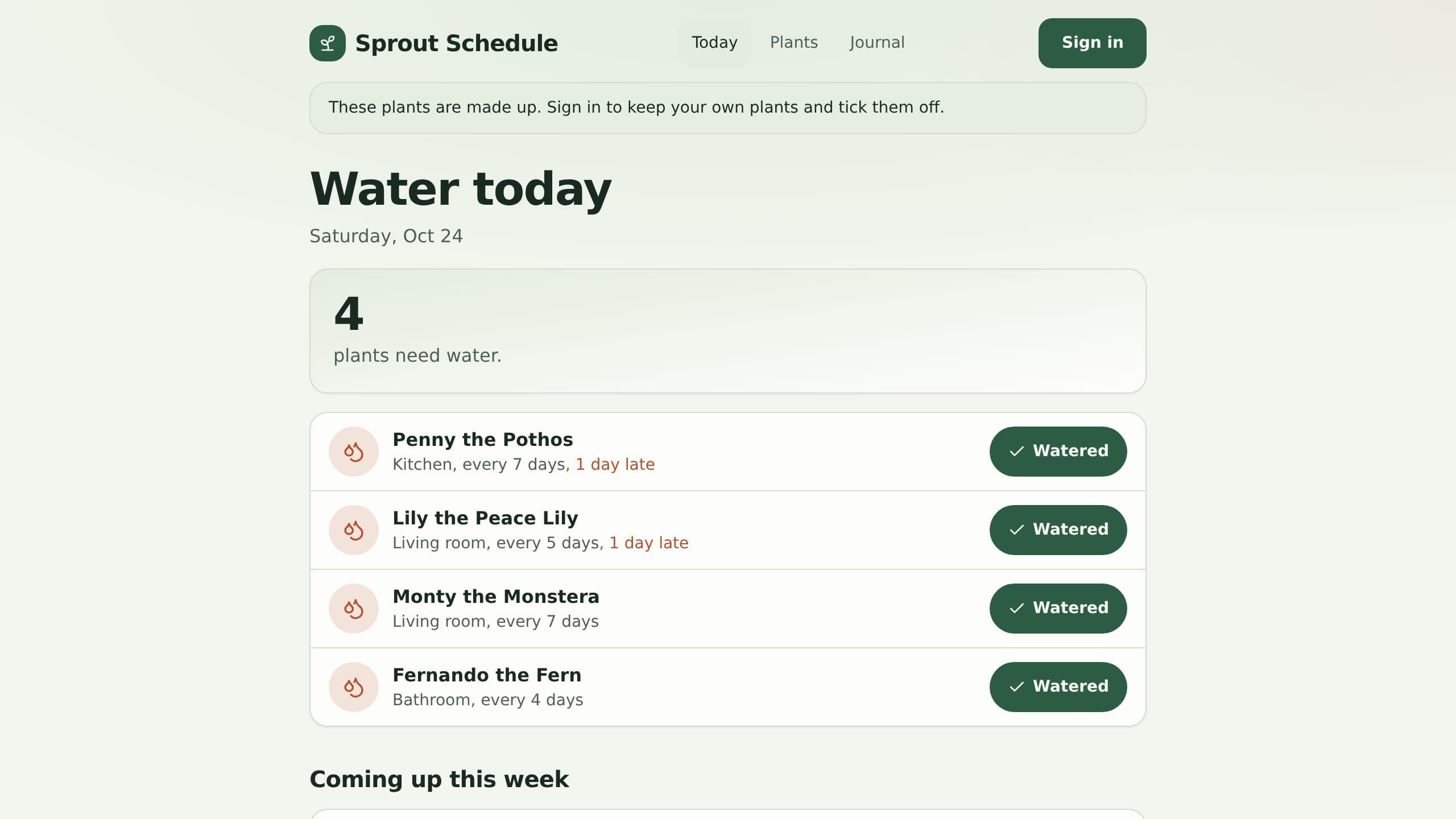 Plant Care Schedule preview