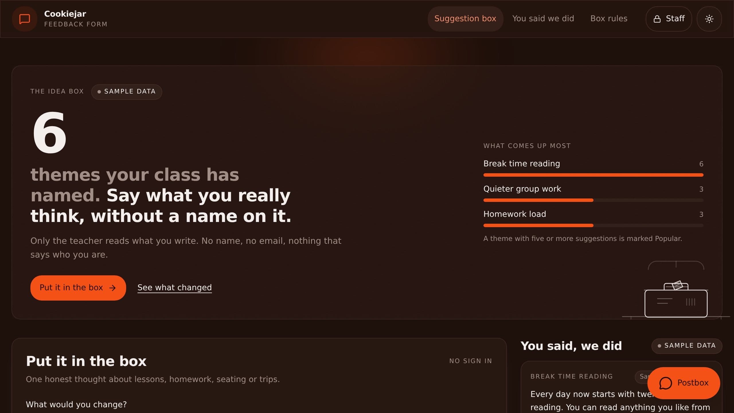 Cookiejar Feedback Form preview