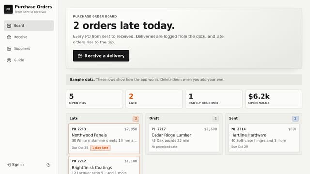 Logistical Email Examples Purchase Order Tracker - Download Logistics App by @taskade | Taskade AI