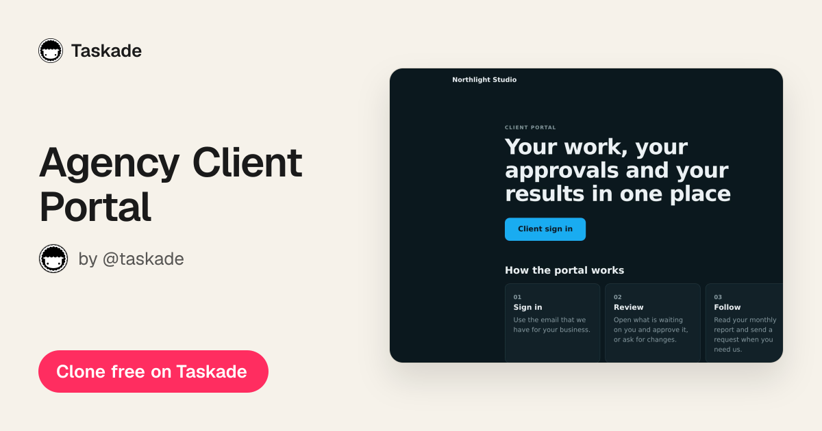 Agency Client Portal - Download Agency App by @taskade | Taskade AI