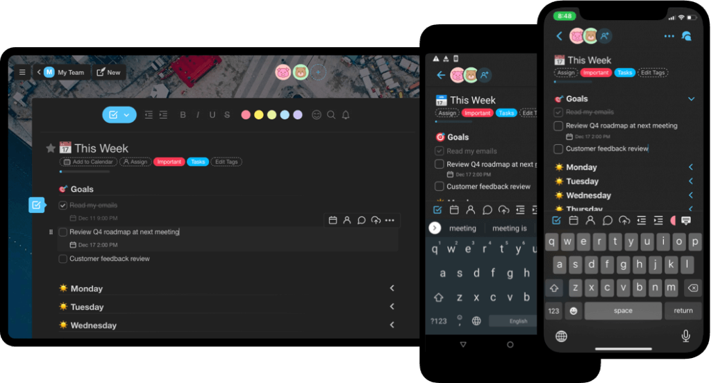 Dark Mode Taskade Mobile Web Desktop