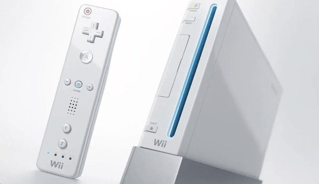 Nintendo Wii with a “Wiimote” controller.