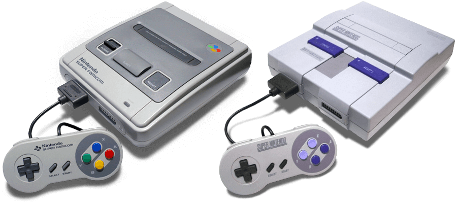 Super Famicon and SNES compared side-by-side.