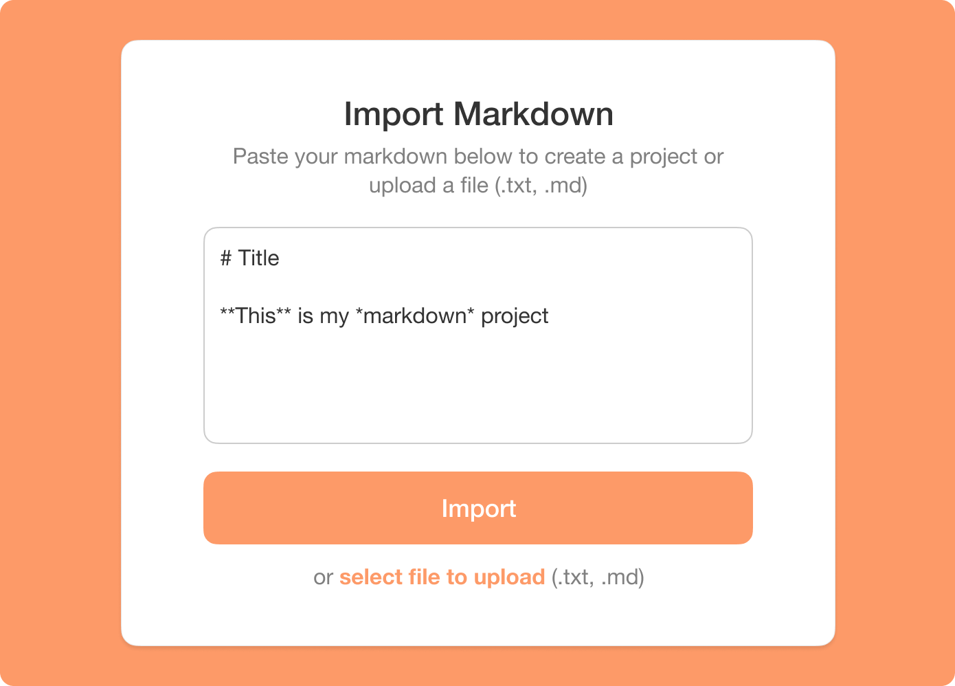 taskade import markdown