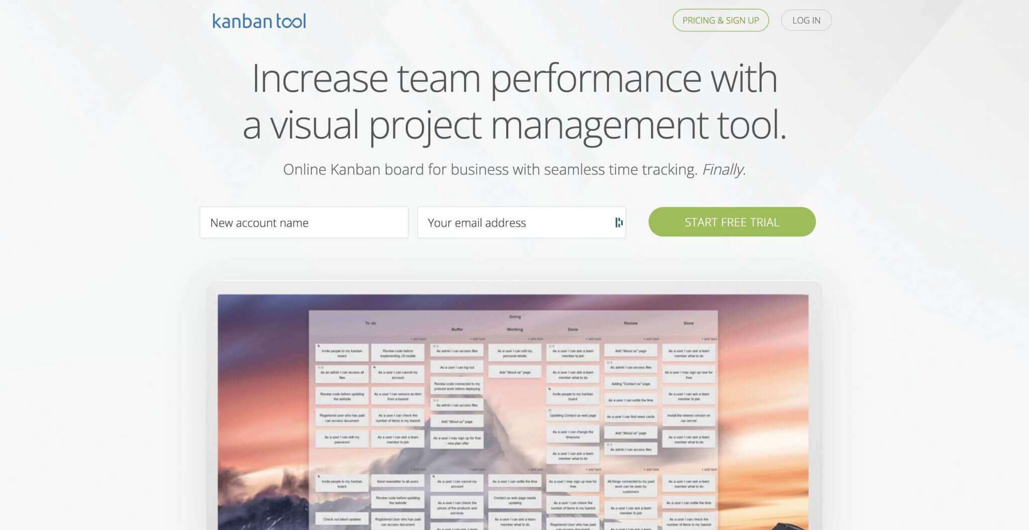 Kanban Tool. Features projects