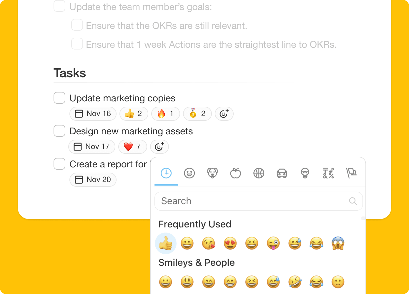 taskade task reactions