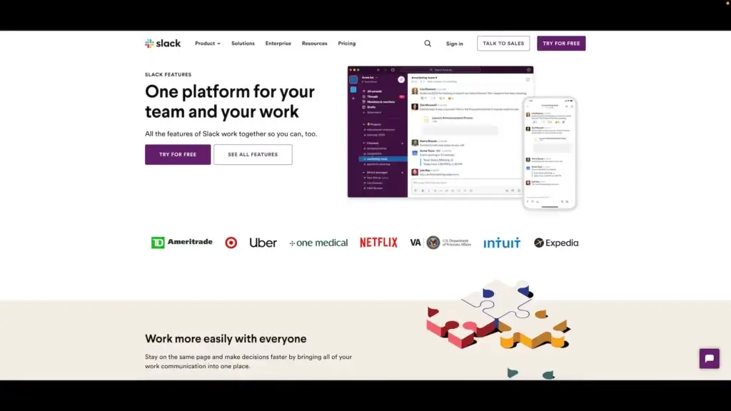 Slack user interface screenshot showing video conferencing features.