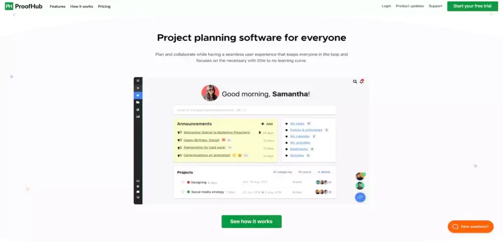 ProofHub user interface.