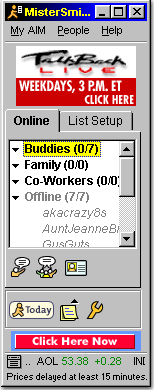 AOL user interface.