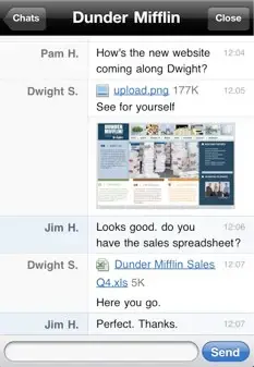 A team conversation in HipChat mobile for the iOS.