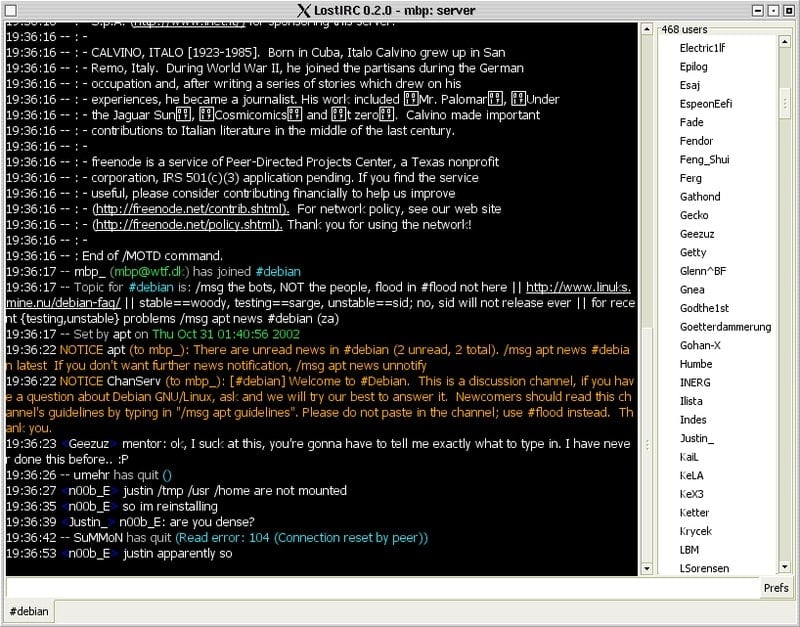 IRC user interface (2002).