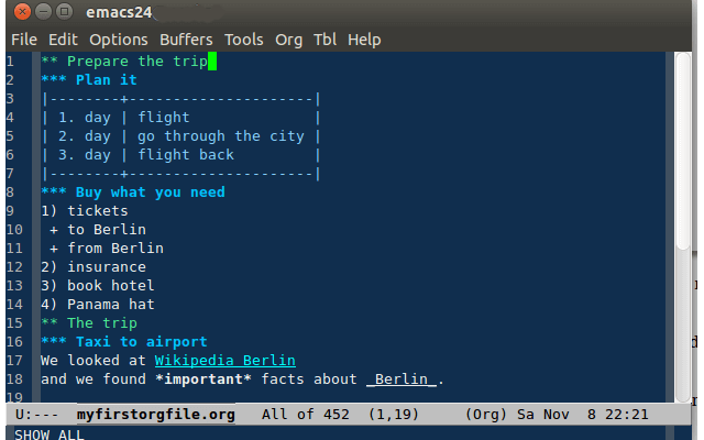 Emacs Org-mode user interface.