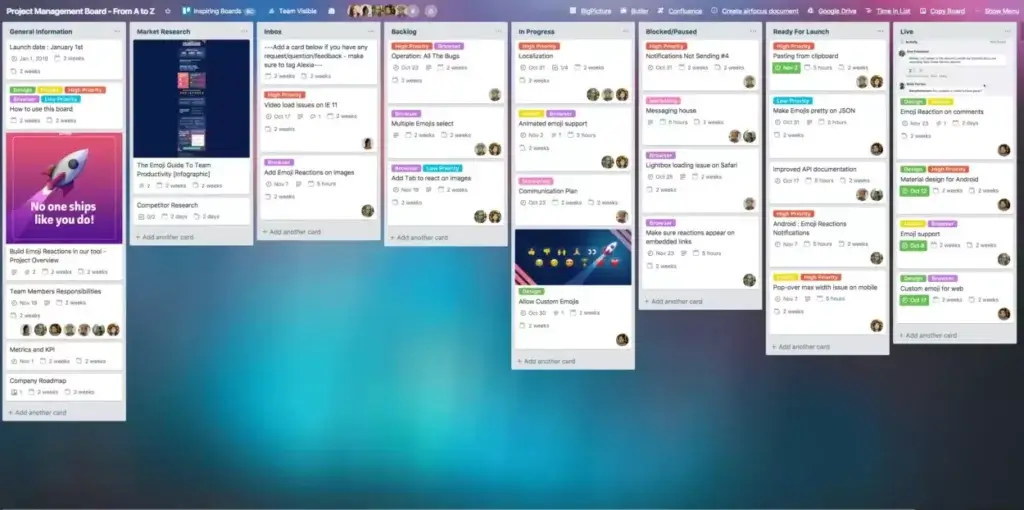Organize projects with Trello's Kanban Board view