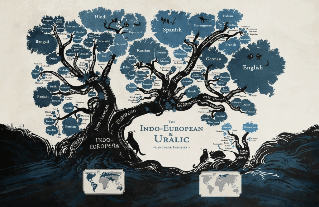 Language Family Tree by Minna Sundberg.