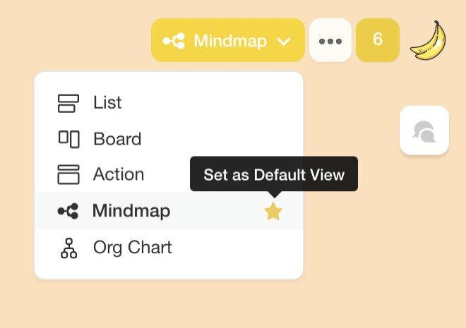 Mind Map view selector in Taskade.