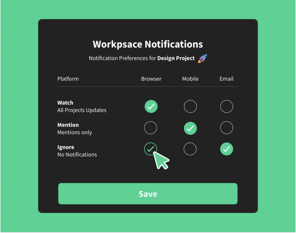 Taskade Workspace notification settings.