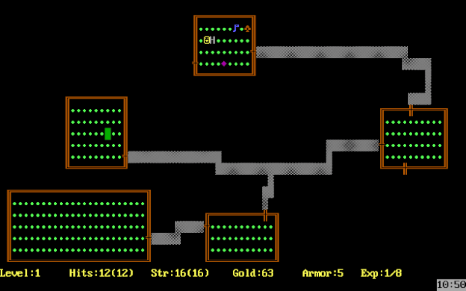 Rogue (1983) gameplay.
