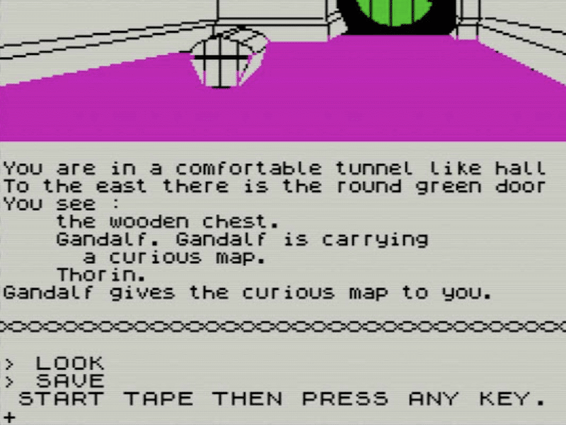 The Hobbit, a text-based adventure game for ZX Spectrum.