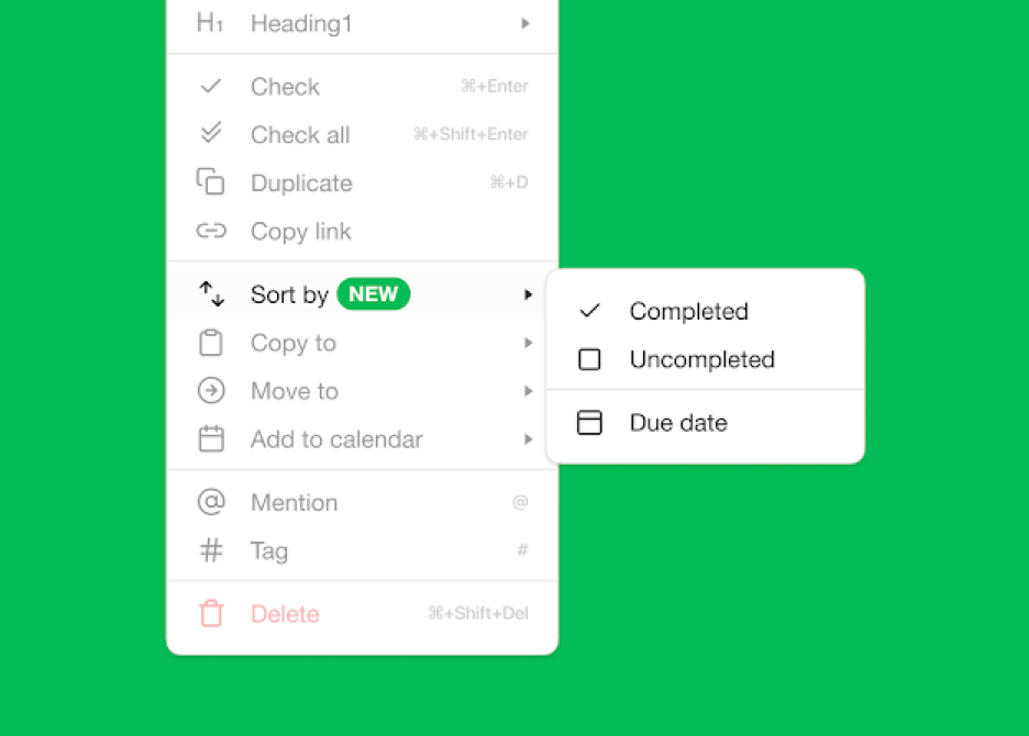 Sort Tasks feature in Taskade.