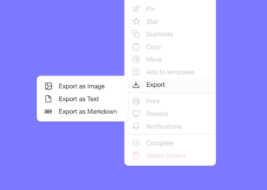 Export & Print feature in Taskade.