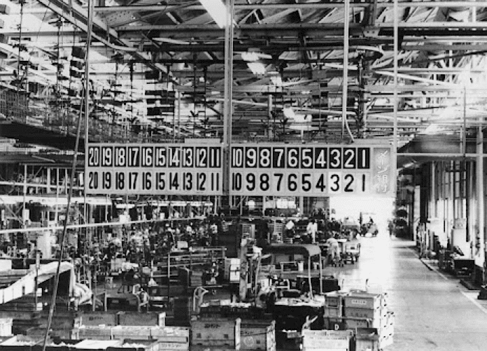 Andon board, a.k.a. “problem notification device” at Toyota’s Kamigo plant (1966).