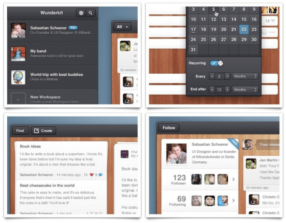 Wunderkit beta screenshots.