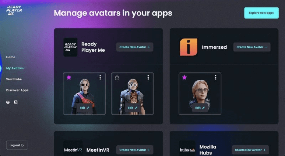 Ready Player Me avatar customization screen.