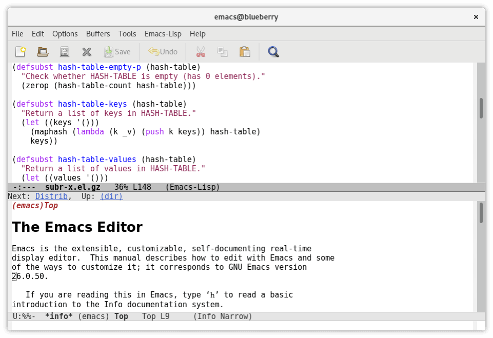 GNU Emacs user interface.