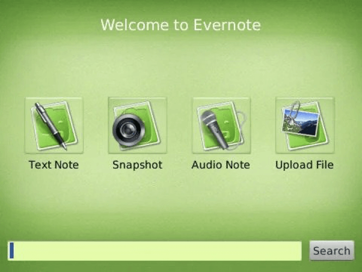 Evernote BlackBerry app.