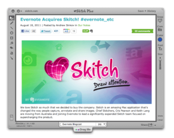 Evernote Skitch user interface.