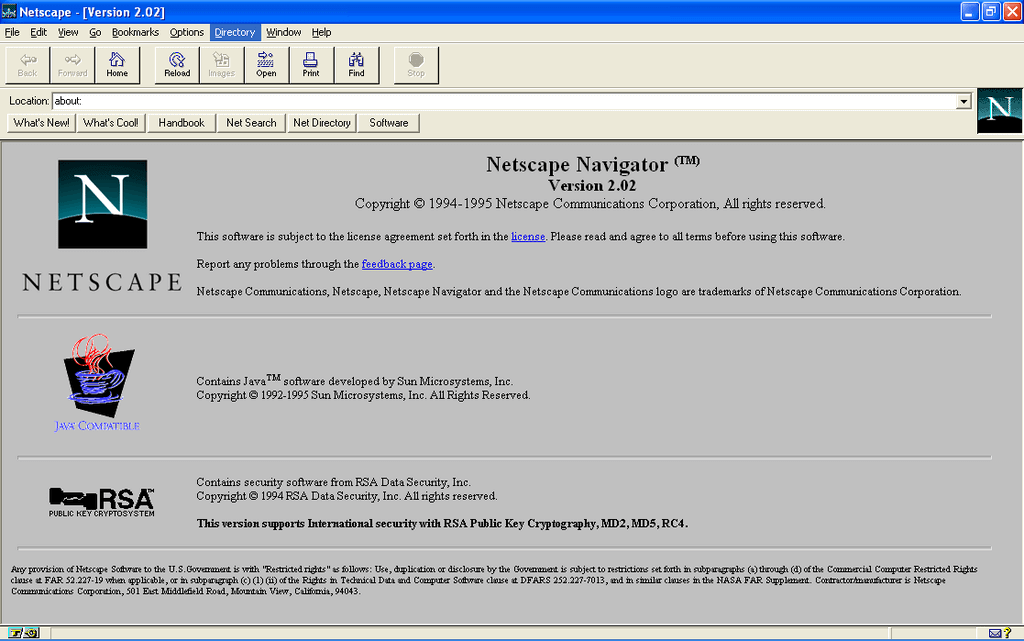 Netscape Navigator 2.02 user interface.