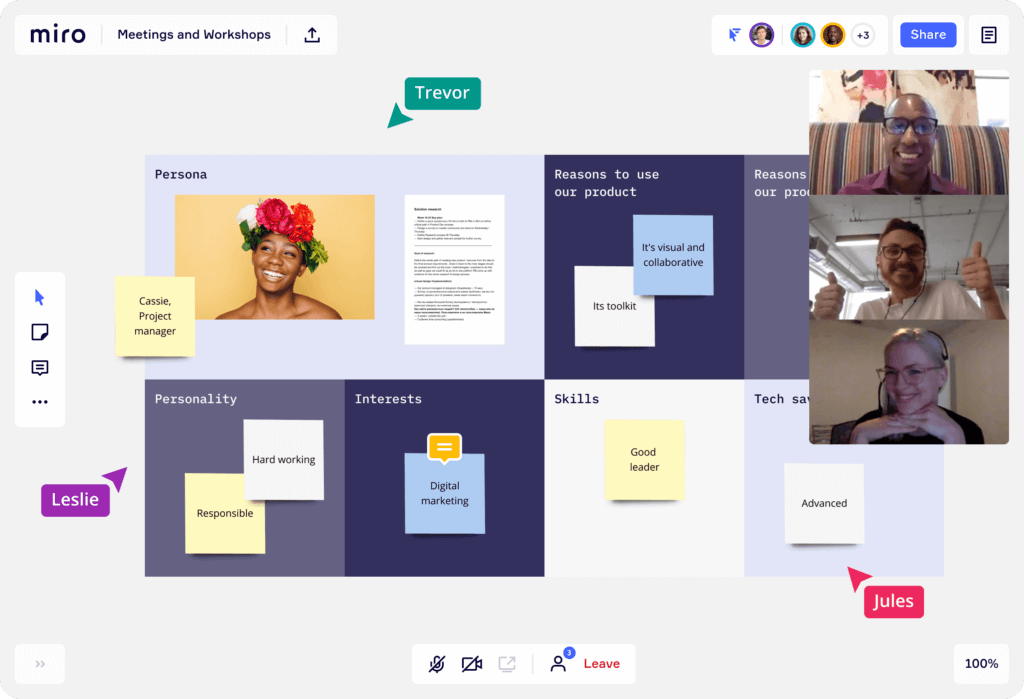 Miro is an online collaborative whiteboard platform