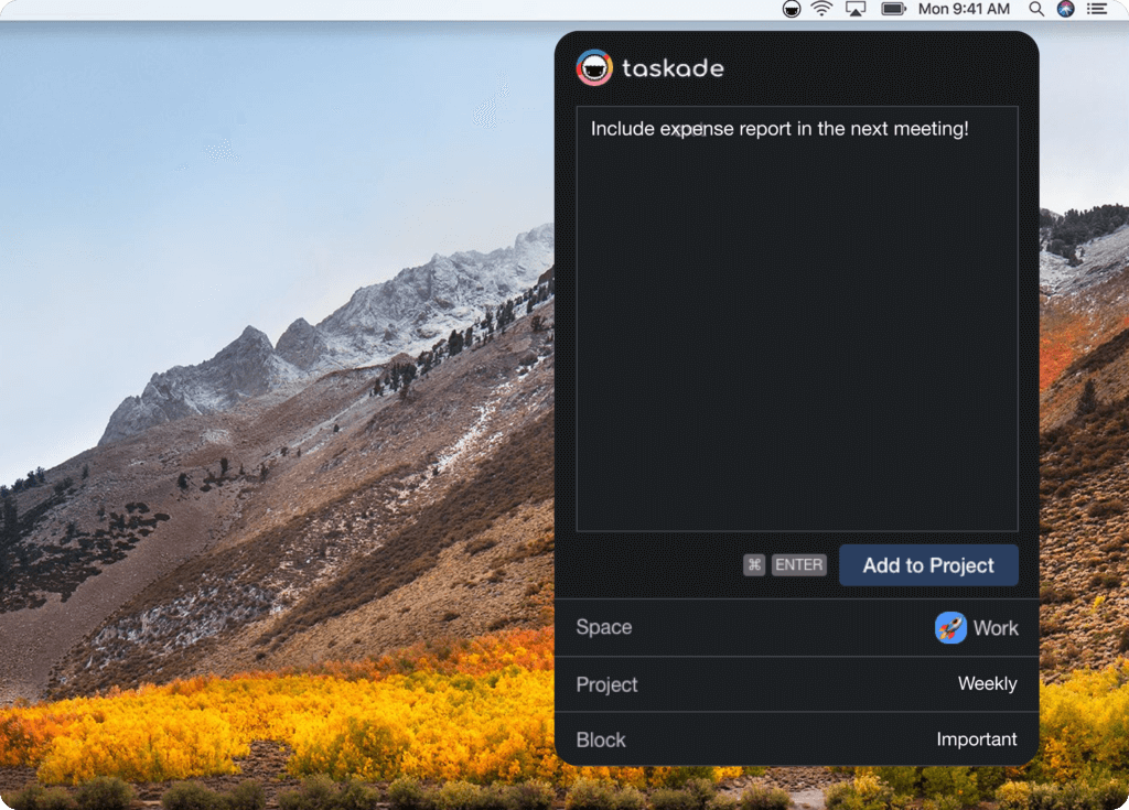 taskade quick add desktop