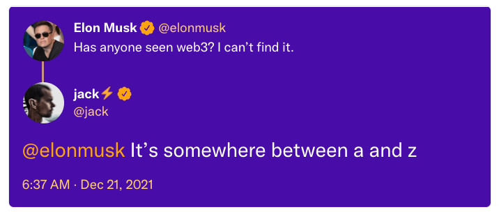 Elon Musk and Jack Dorsey mocking Web3.