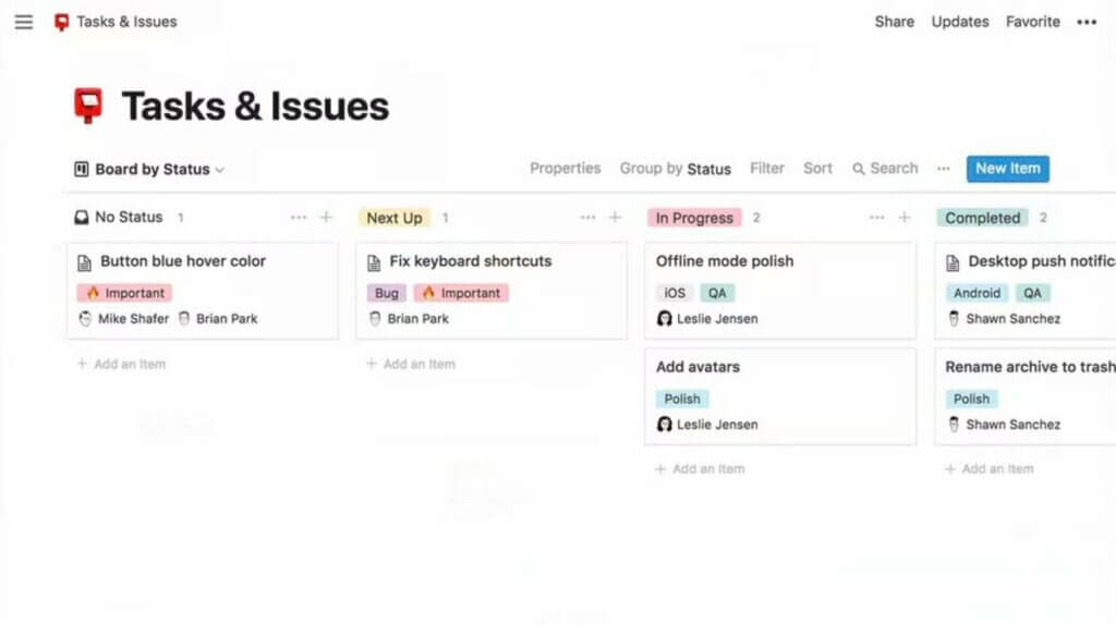 Kanban boards in Notion 2.0.