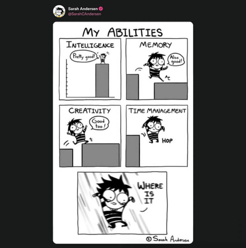 "My Abilities," a comic strip by Sarah Anderson.