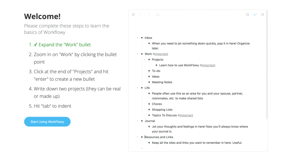 Create an external link – Workflowy