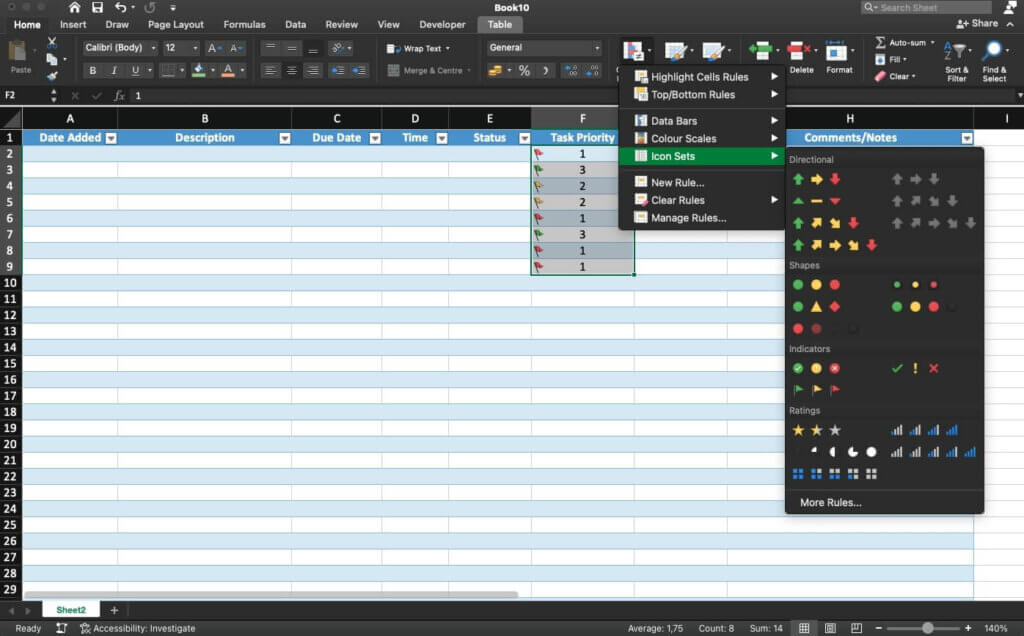 Microsoft Excel Conditional Formatting drop-down menu.