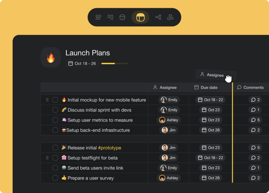 action view table