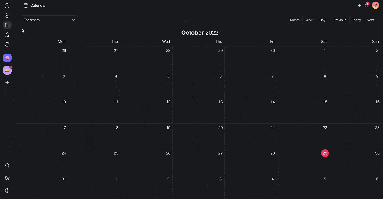 Taskade global calendar.