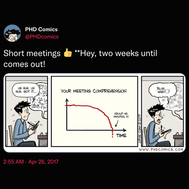 "Short Meetings," a comic by @PHDcomics.
