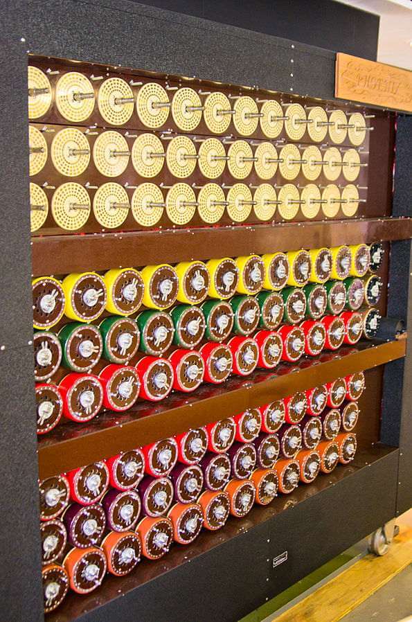 A rebuilt "Bombe" machine designed by Alan Turing.