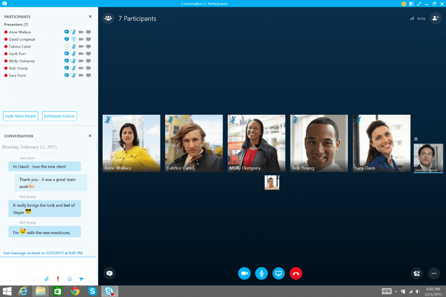 Skype for business user interface.