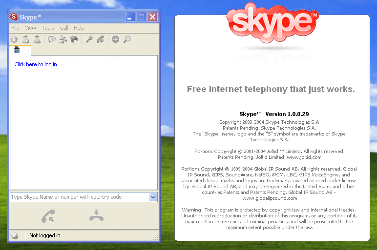 Skype early user interface.