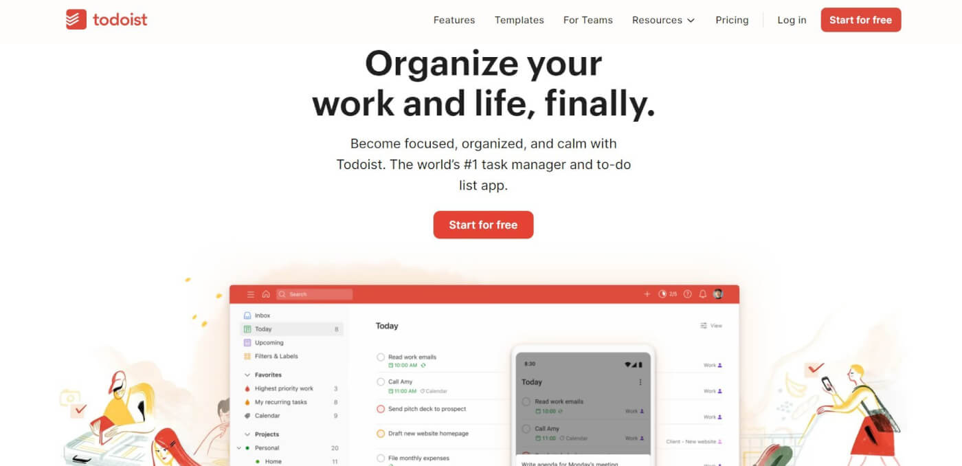 Todoist user interface.