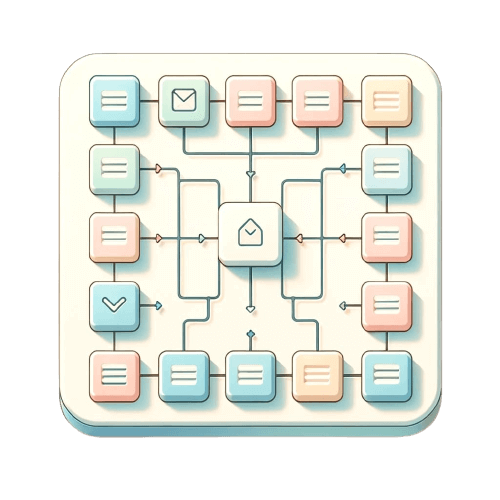 "A Flowchart in Pastel Colors," digital art by DALL-E 3.