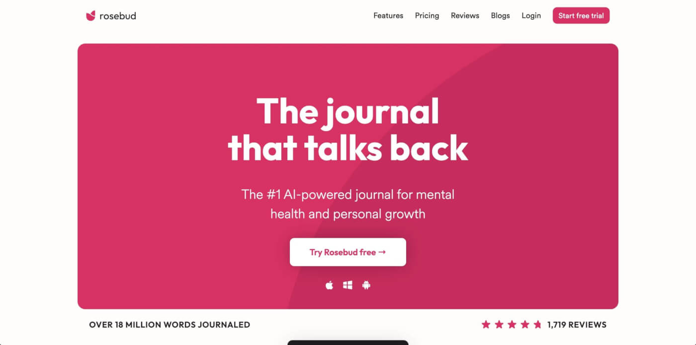 Rosebud Journal user interface.