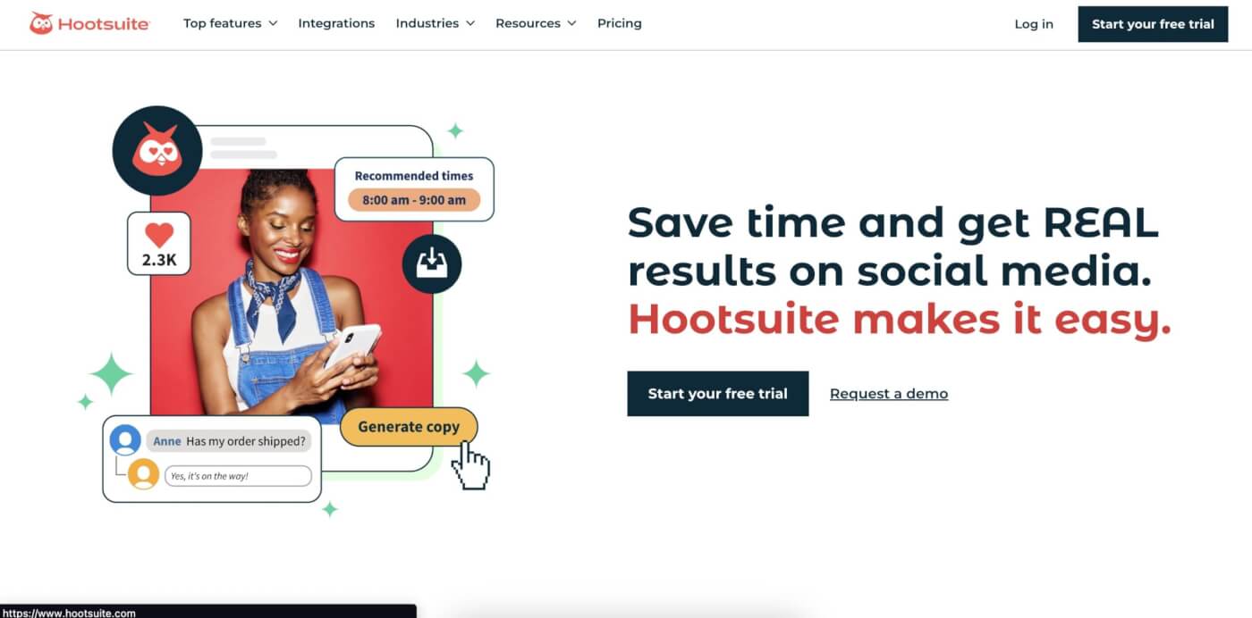 Hootsuite user interface.